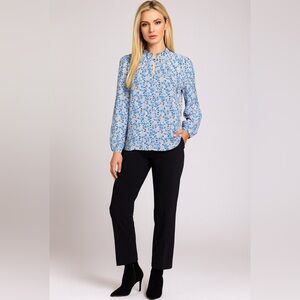 LOFT Cottagecore Countryside Blue and White Floral Blouse Size  Small